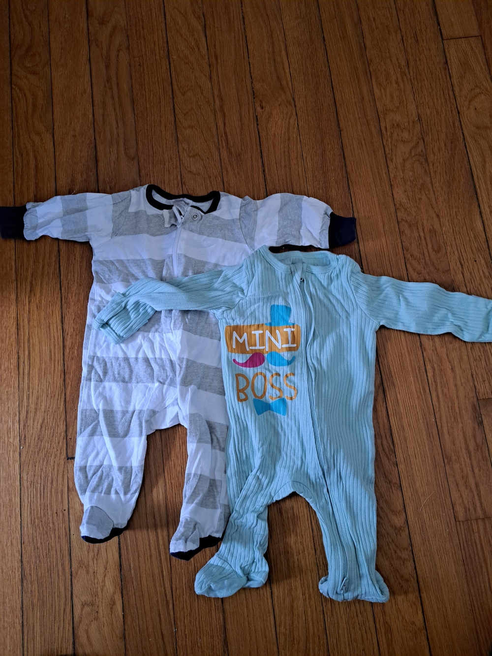 Mini Boss Light Blue Ribbed Baby One-Piece - Picture 2 of 2